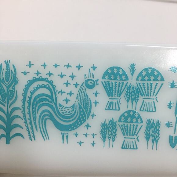 PYREX BUTTER PRINT 3 Piece Set Farm Blue Rooster 19 15 9 - Picture 5 of 16